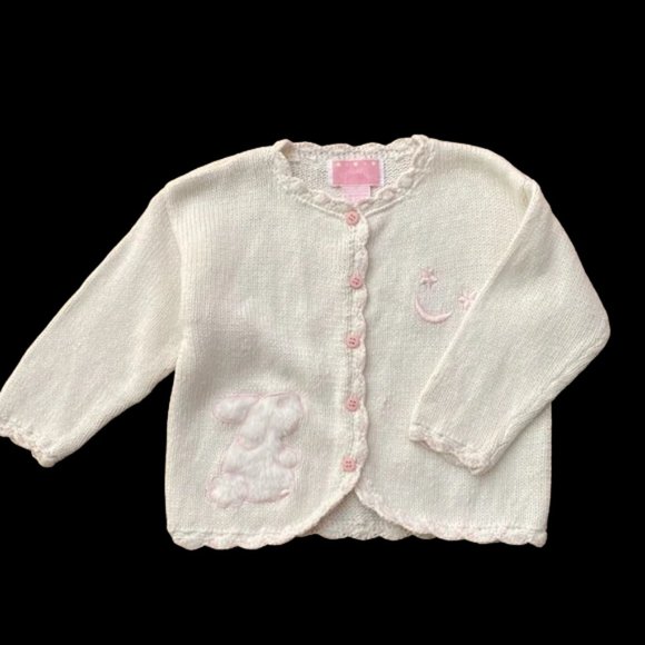 First Wish Furry Bunny Cream Cardigan Knit Sweater 18 Months - Picture 2 of 9